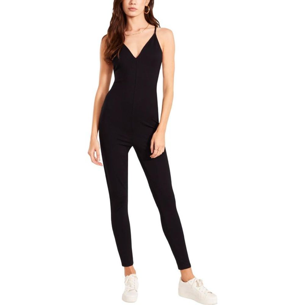 BB Dakota by Steve Madden Womens Black Stretch V-Neck Jumpsuit NWT